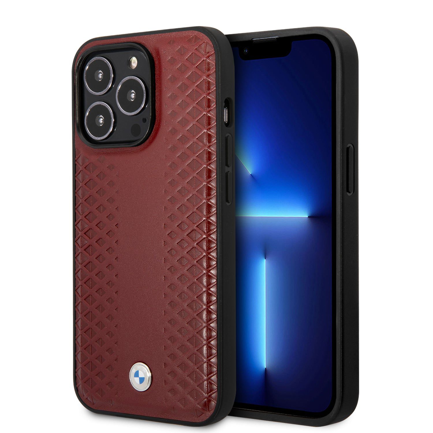 Estuche BMW cuero texturizado de diamante 14 Pro Max / 14 Pro